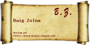 Baig Zolna névjegykártya